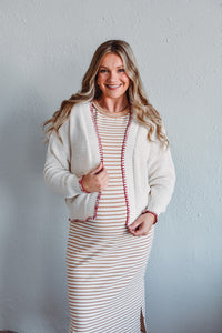 Tan Serena Stripe Dress