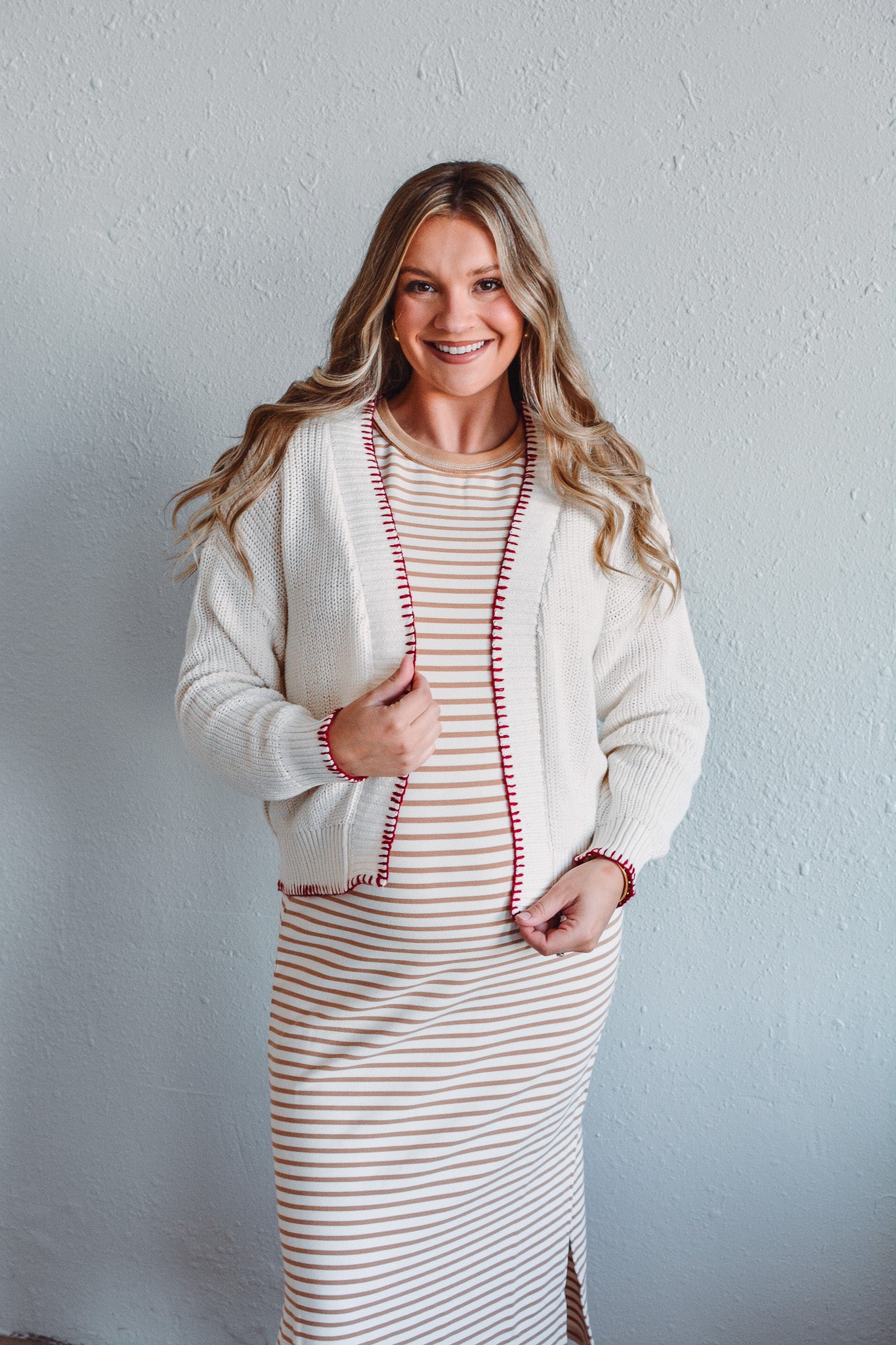 Tan Serena Stripe Dress