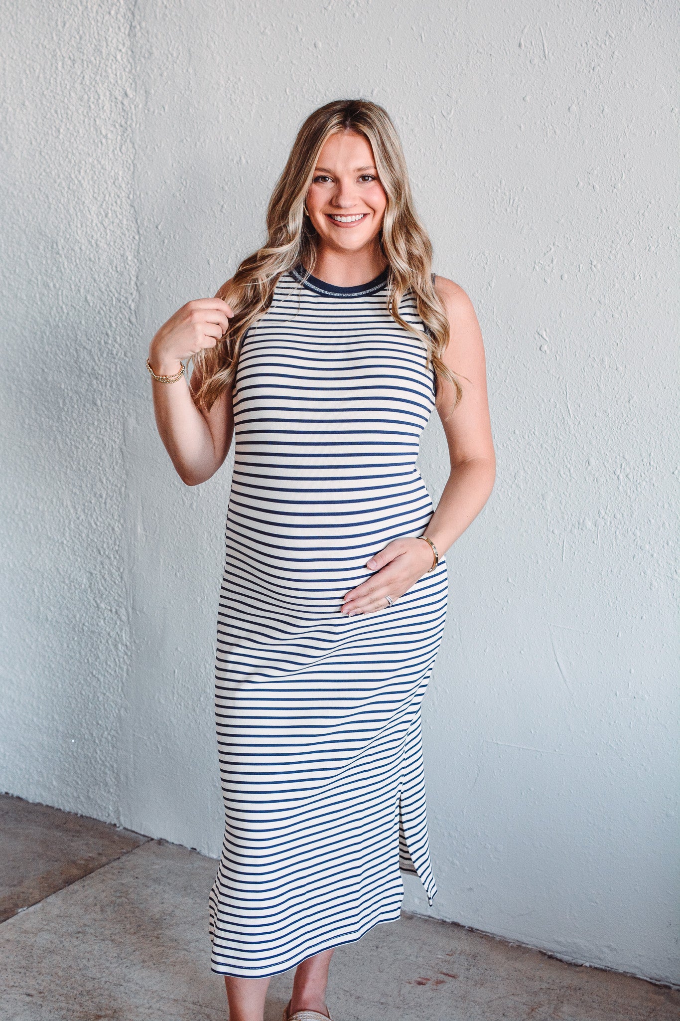 Navy Serena Stripe Dress