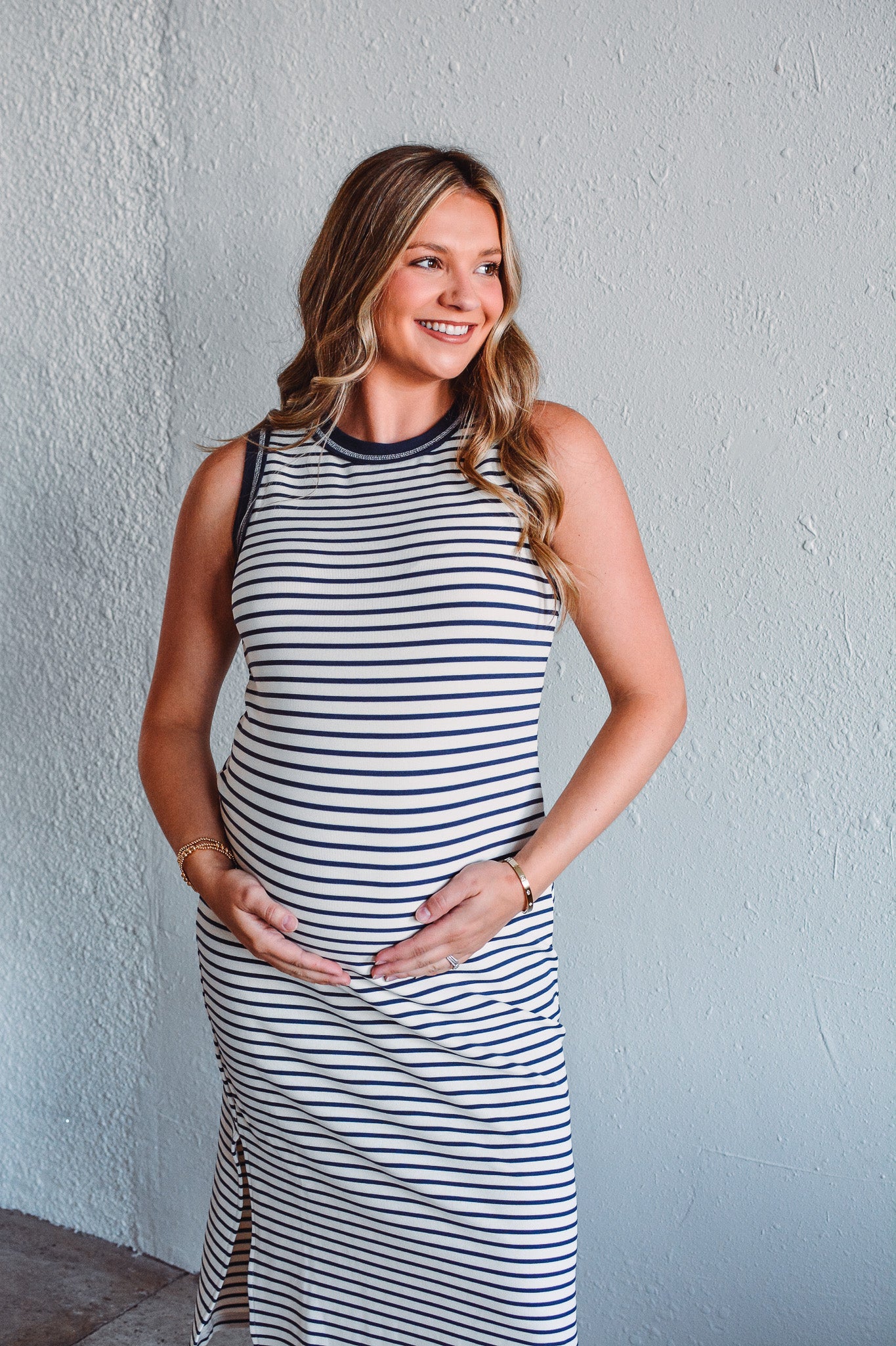 Navy Serena Stripe Dress