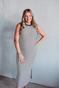 Black Serena Stripe Dress