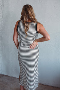 Black Serena Stripe Dress