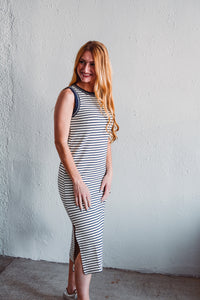 Navy Serena Stripe Dress