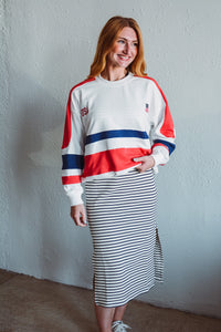 Navy Serena Stripe Dress