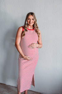 Red Serena Stripe Dress