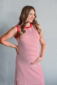 Red Serena Stripe Dress