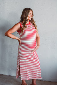 Red Serena Stripe Dress