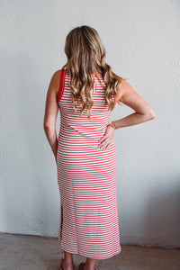Red Serena Stripe Dress