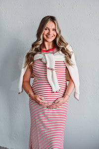 Red Serena Stripe Dress