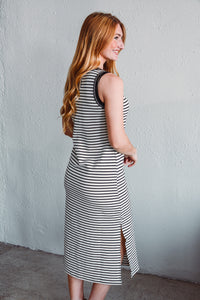 Black Serena Stripe Dress