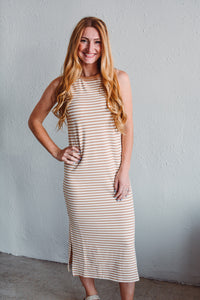 Tan Serena Stripe Dress
