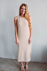 Tan Serena Stripe Dress