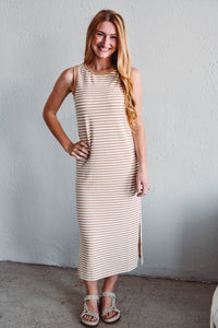 Tan Serena Stripe Dress