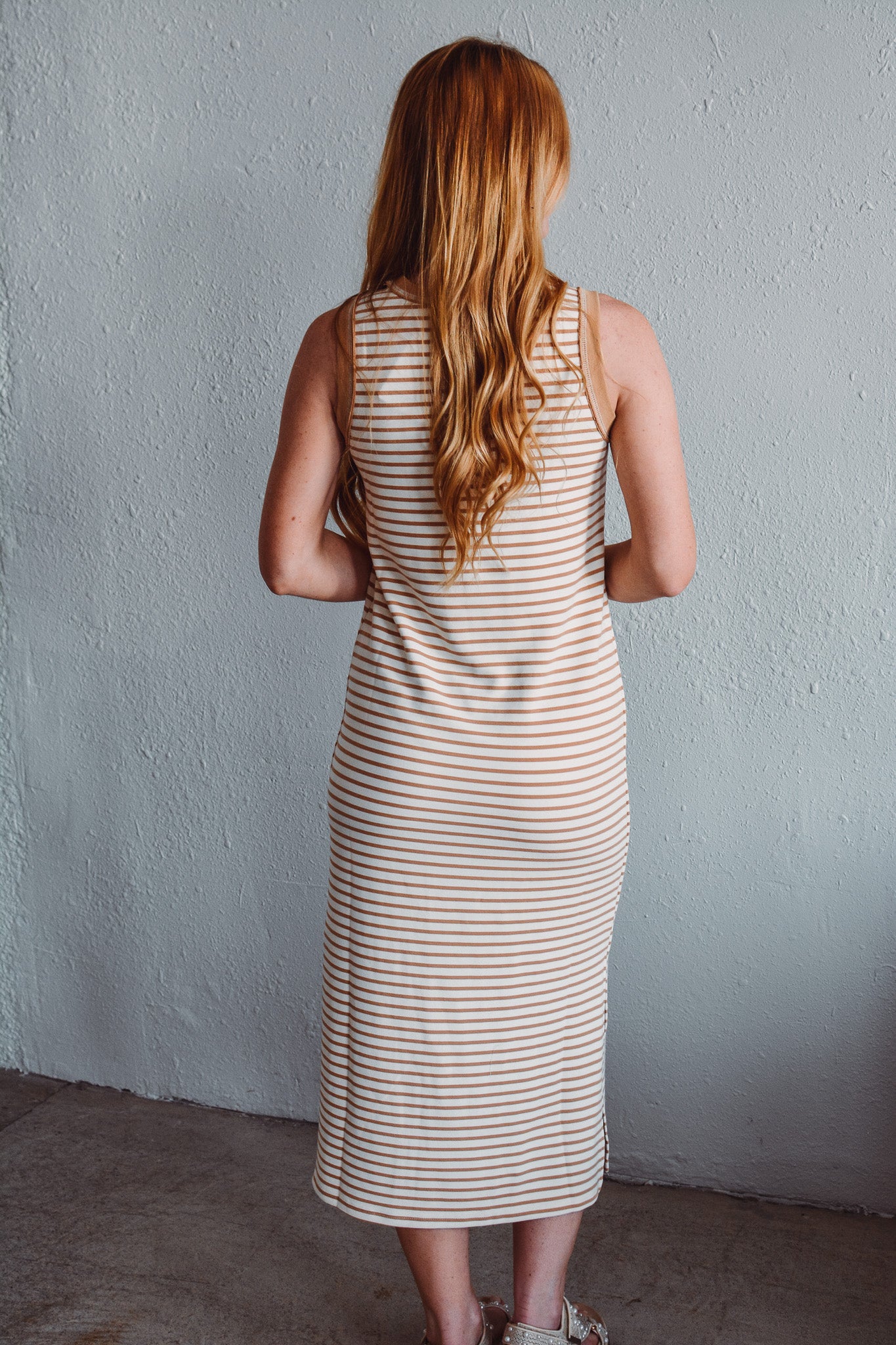 Tan Serena Stripe Dress