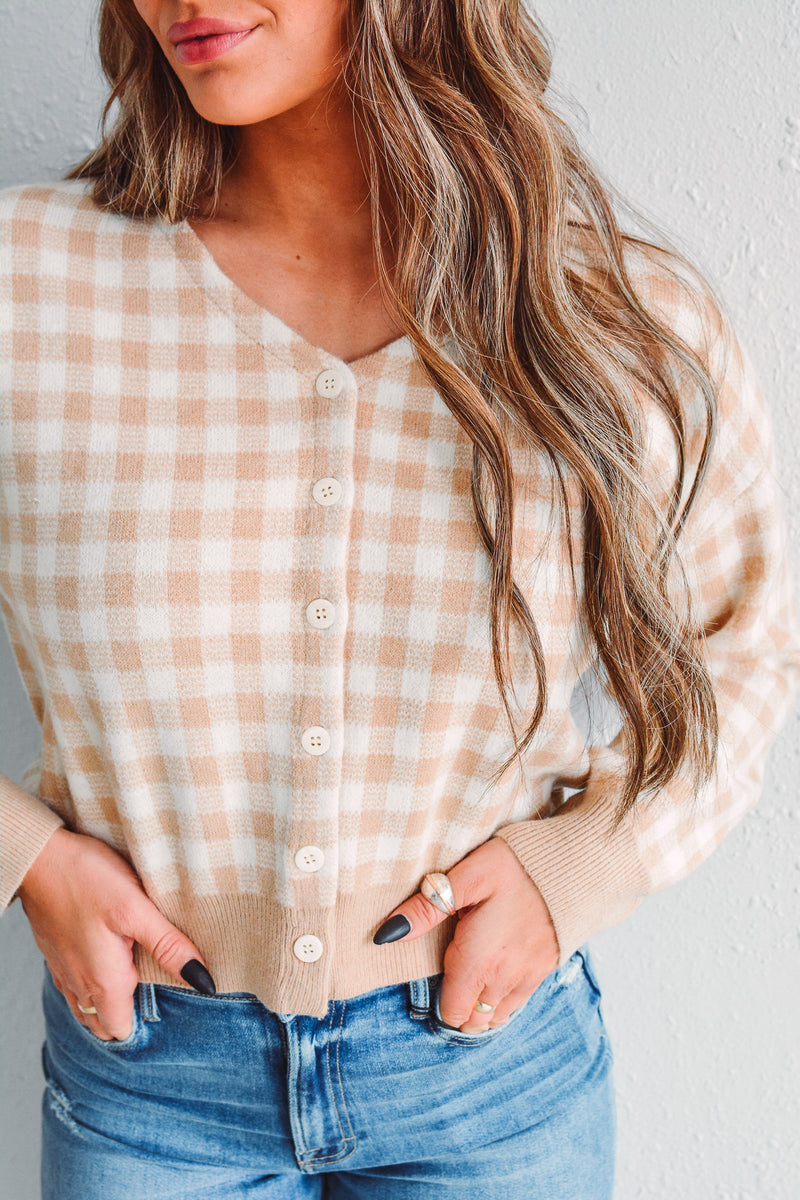 Latte Checkered Sweater