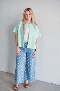 Polka Dot Denim Pants
