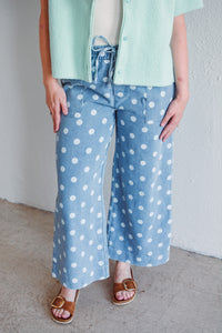 Polka Dot Denim Pants