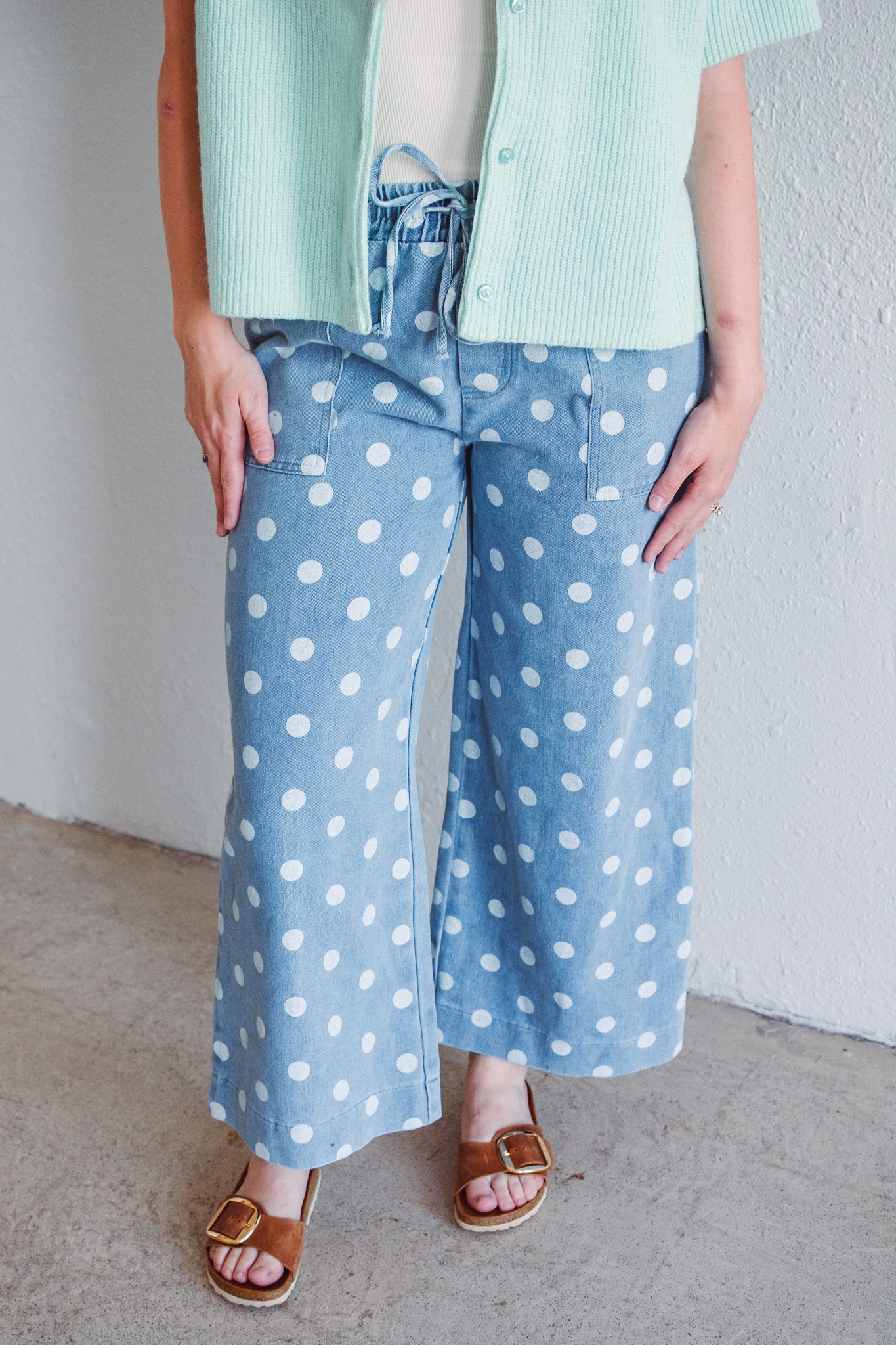 Polka Dot Denim Pants