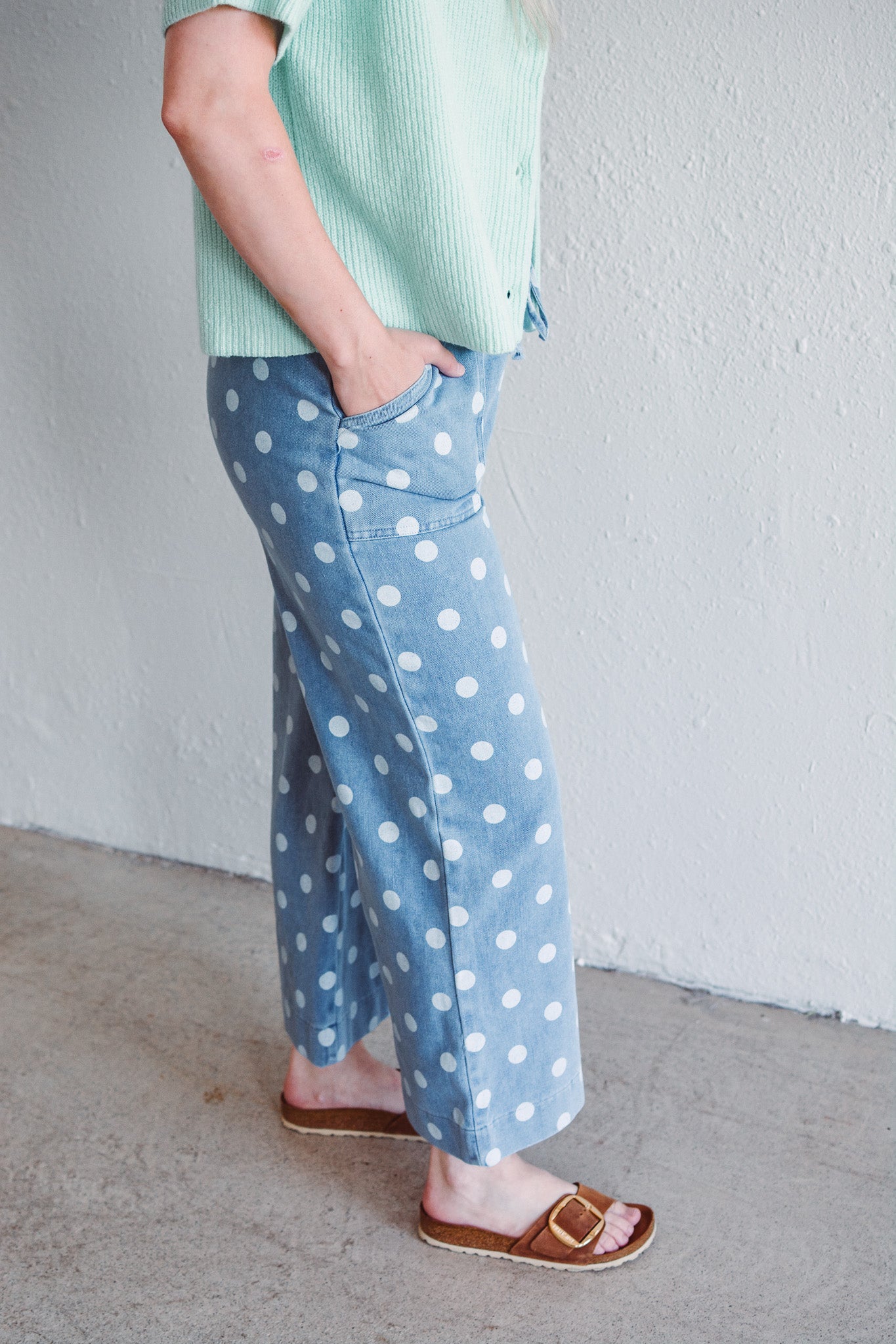 Polka Dot Denim Pants