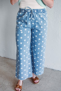 Polka Dot Denim Pants