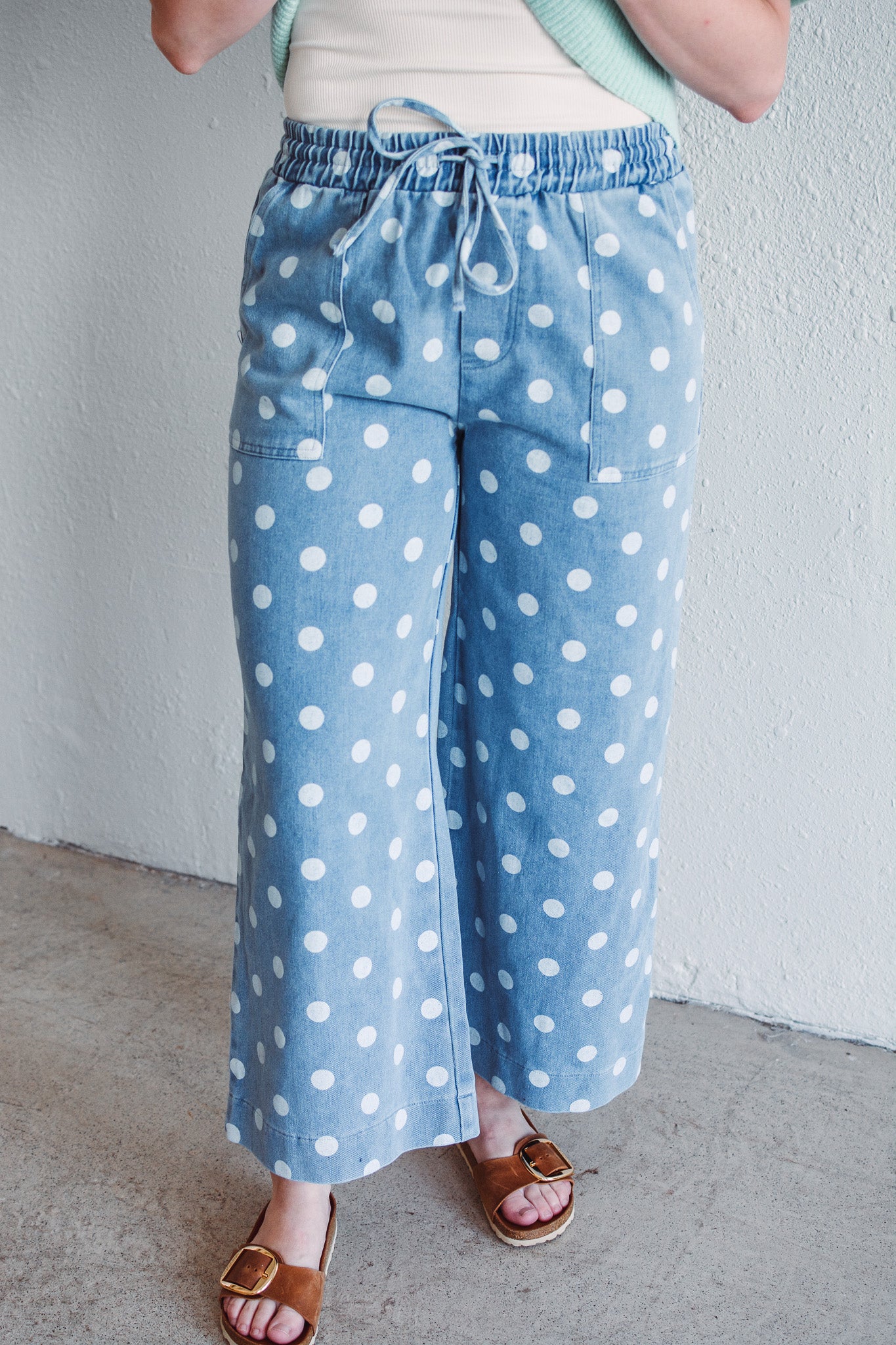 Polka Dot Denim Pants