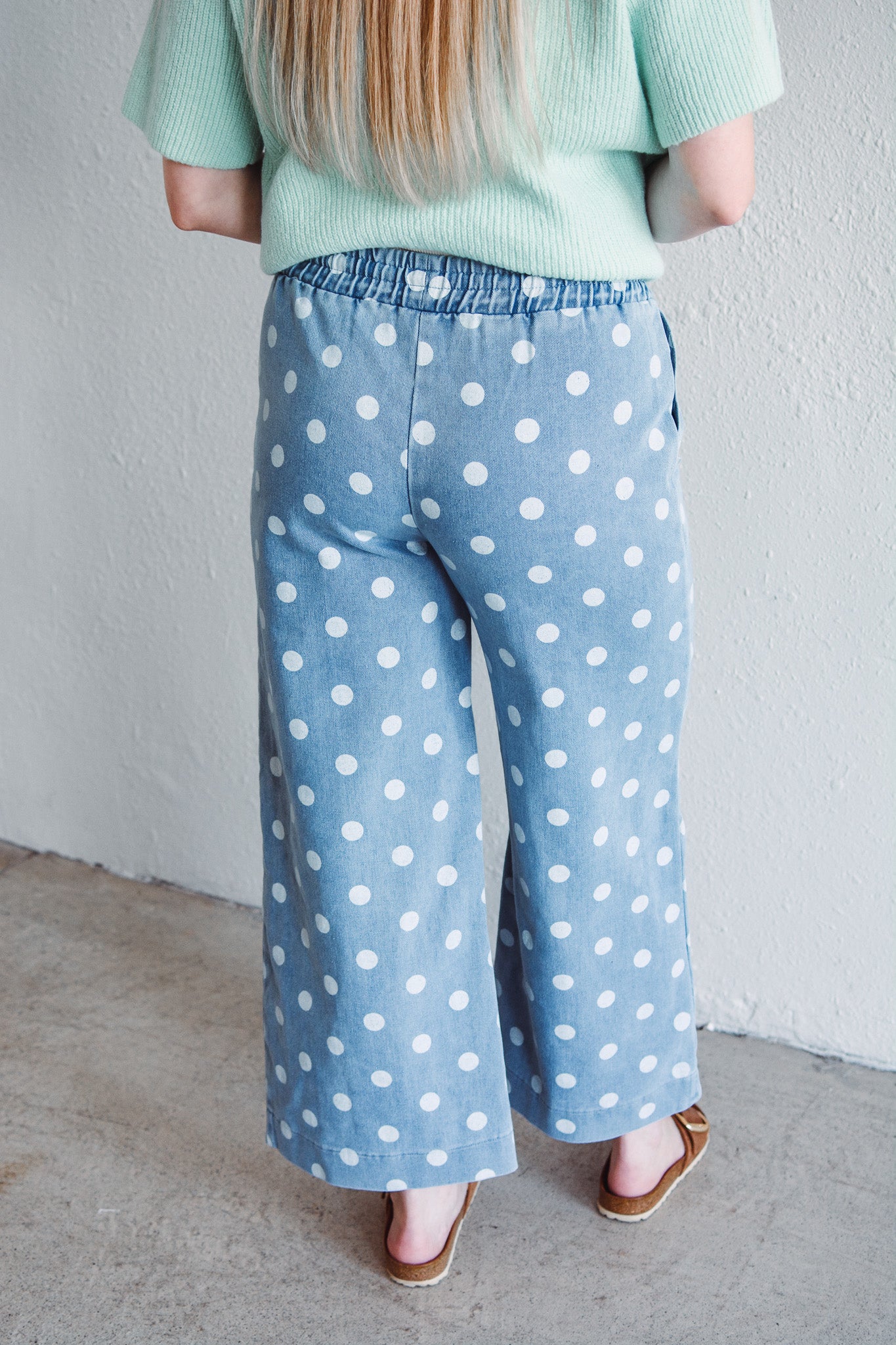 Polka Dot Denim Pants