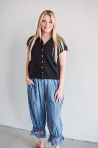 Blue Pinstripe Palazzo Pants