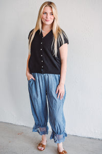 Blue Pinstripe Palazzo Pants