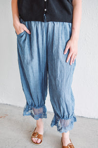 Blue Pinstripe Palazzo Pants