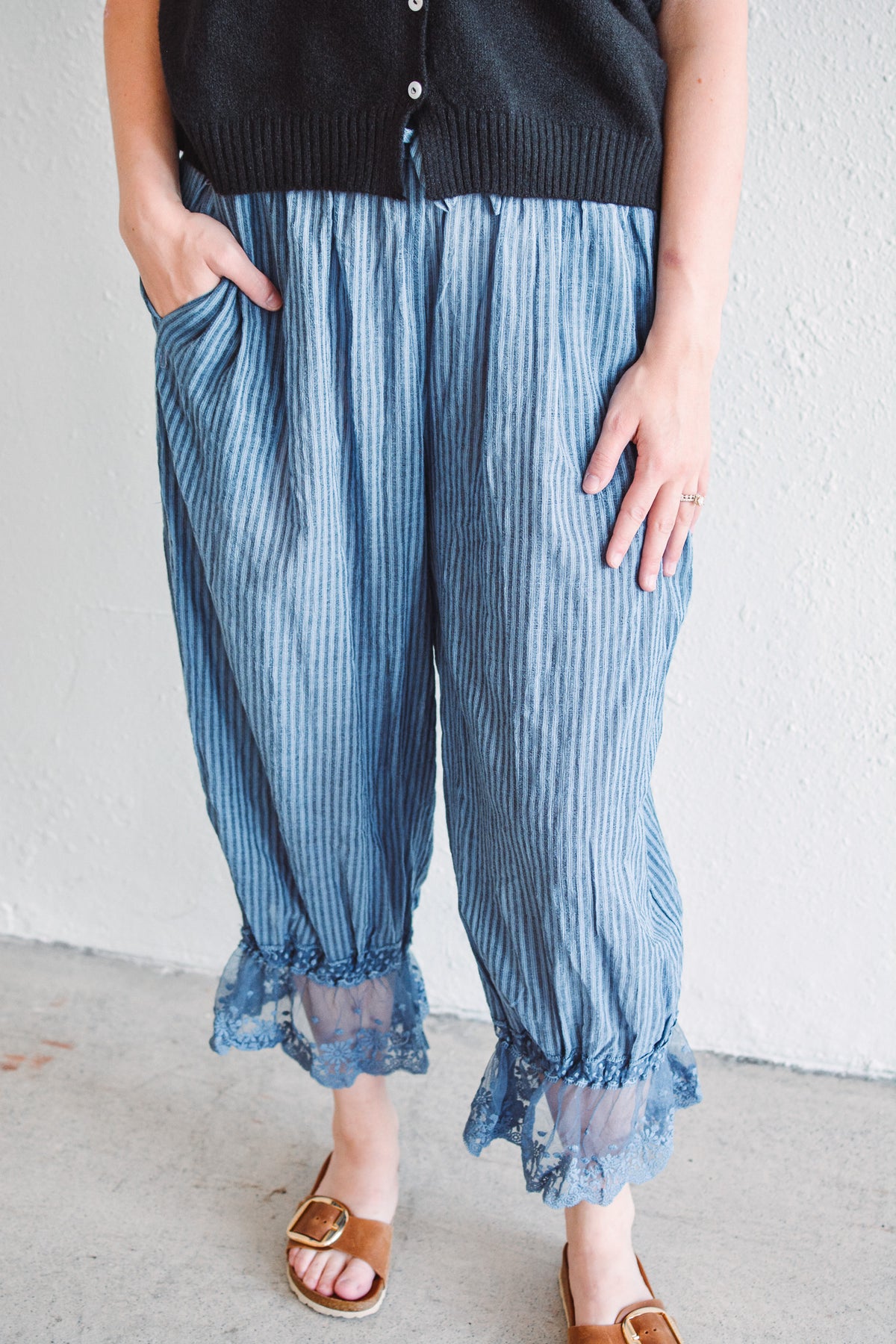 Blue Pinstripe Palazzo Pants