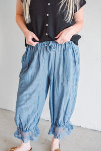 Blue Pinstripe Palazzo Pants