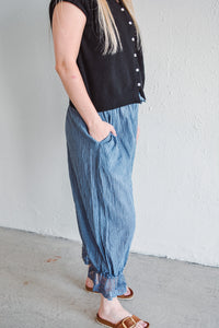 Blue Pinstripe Palazzo Pants