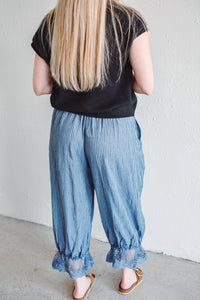 Blue Pinstripe Palazzo Pants