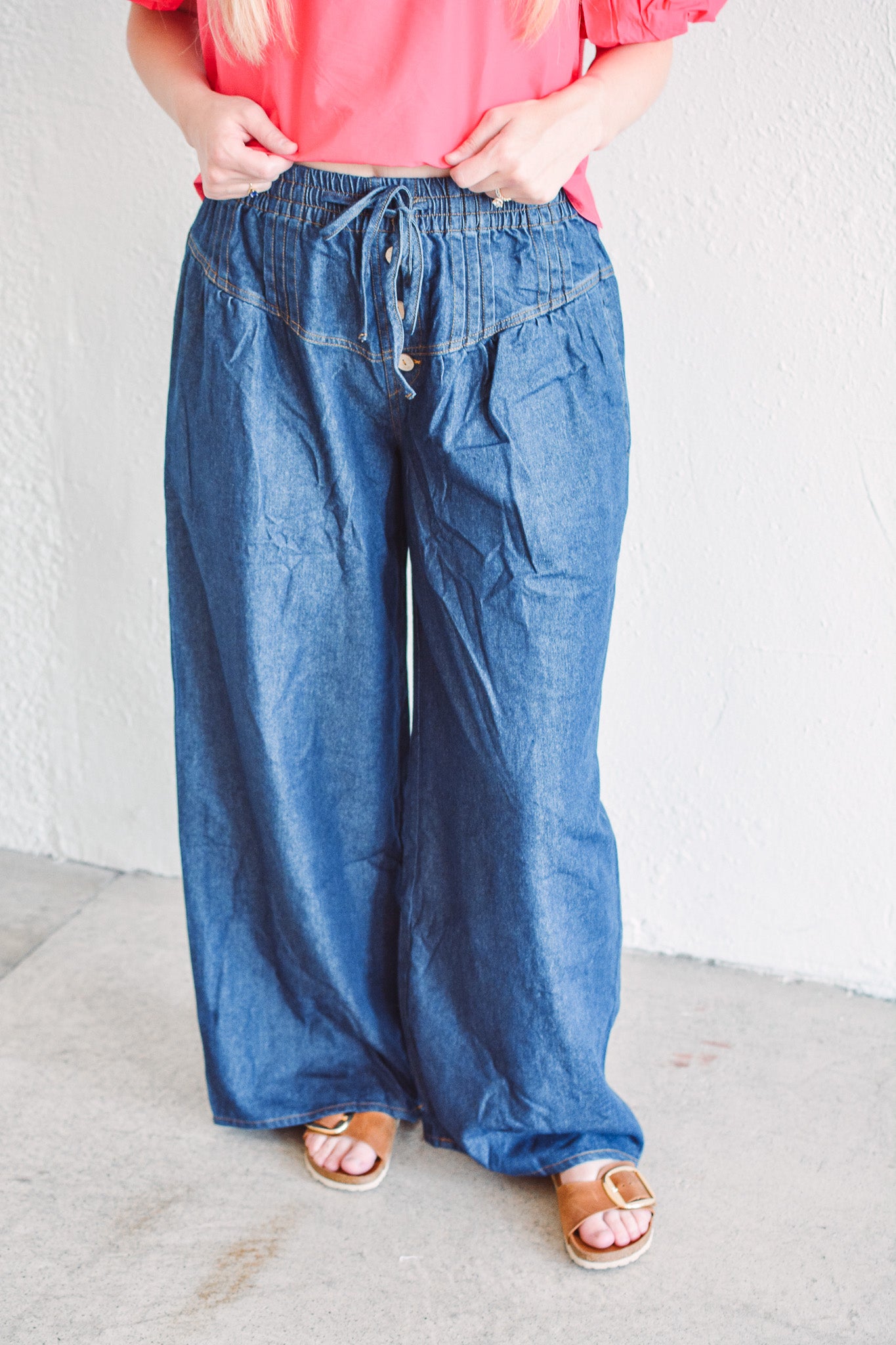 Relaxed Wide-Leg Denim Pants