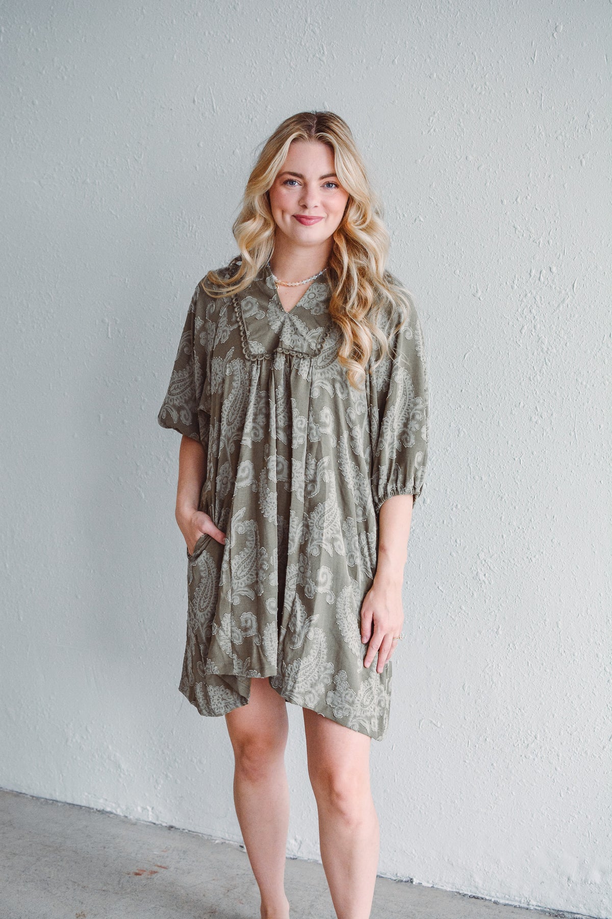 Olive Paisley Dress