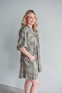 Olive Paisley Dress
