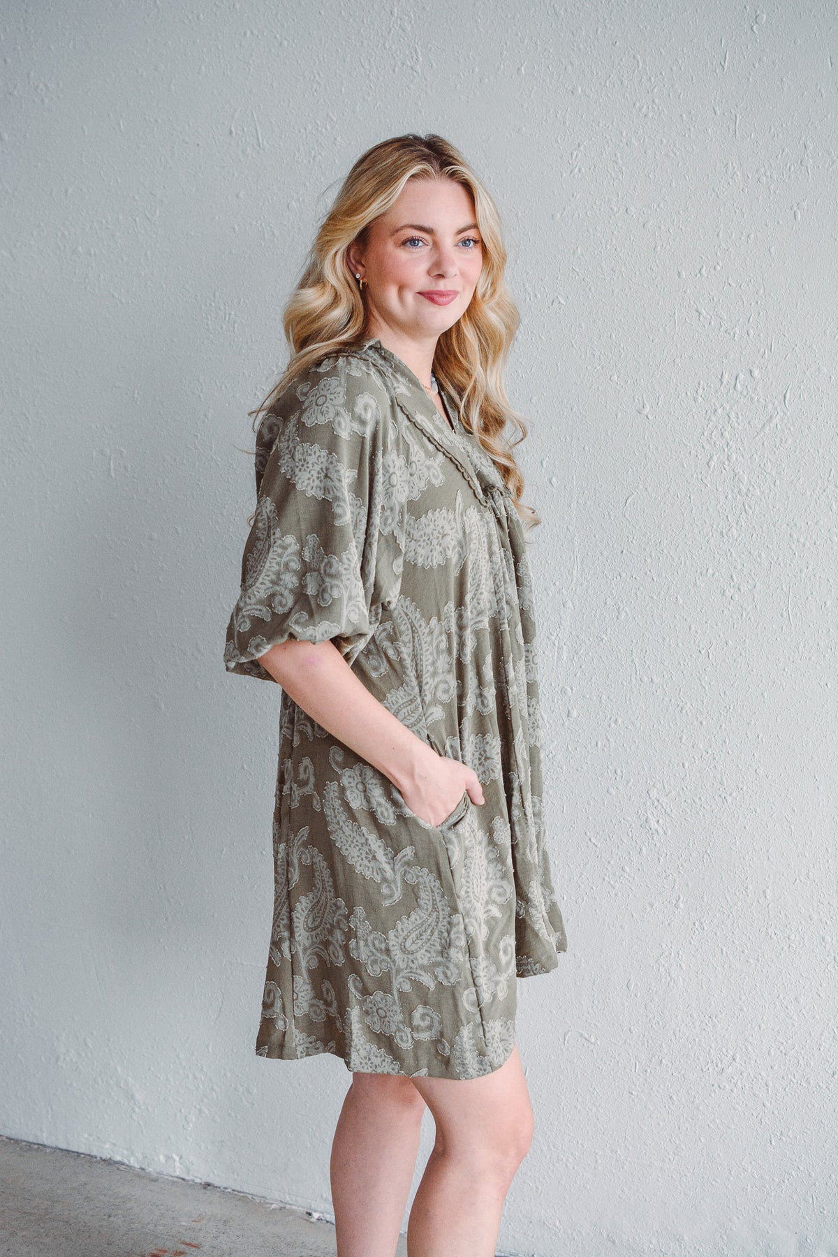 Olive Paisley Dress