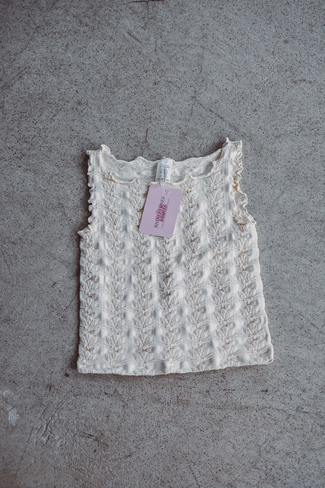 Cream Textured Edge Tank