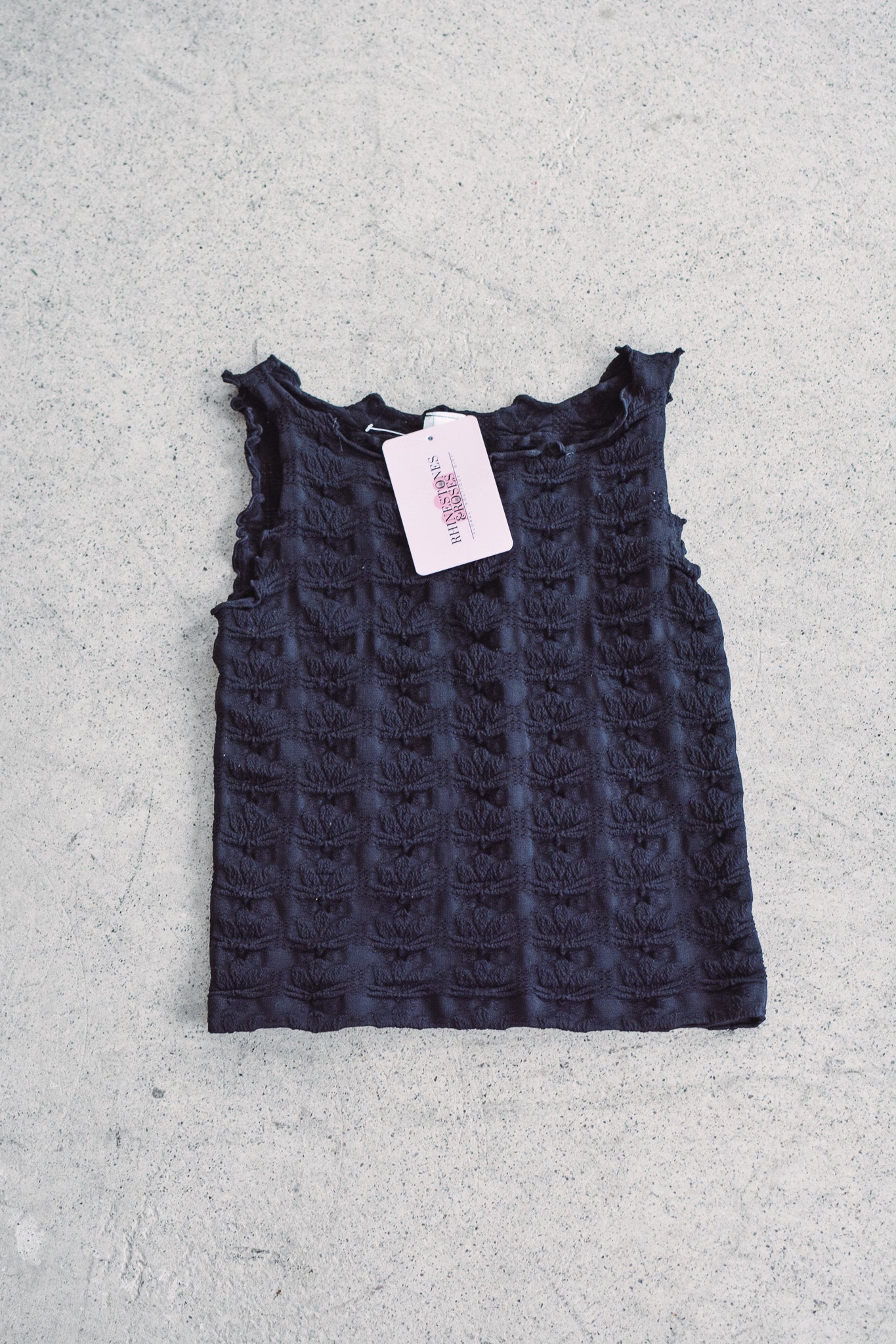 Black Textured Edge Tank