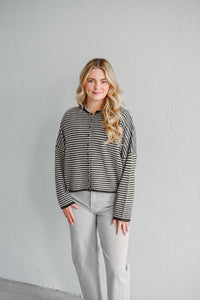 Olive Stripe Knit Cardigan