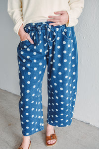 Lucy Dotted Denim Barrel Pant