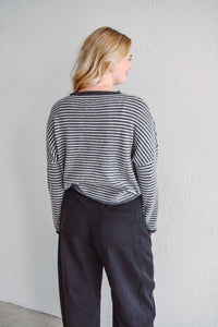 Charcoal Stripe Knit Cardigan