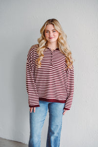 Burgundy Stripe Pullover