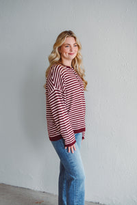 Burgundy Stripe Pullover