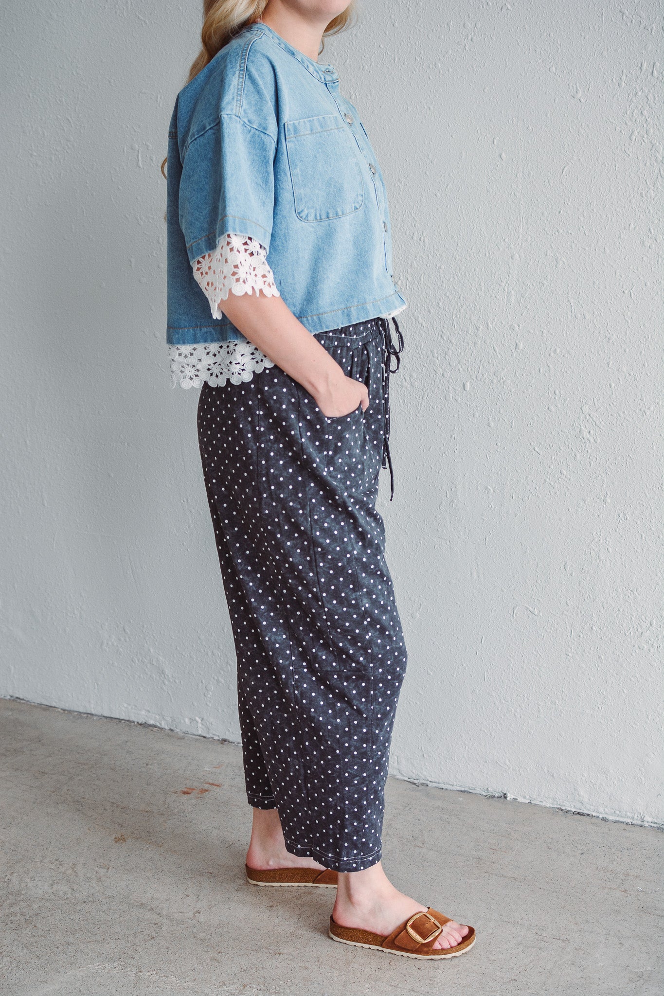 Ash Dotted Barrel Pant