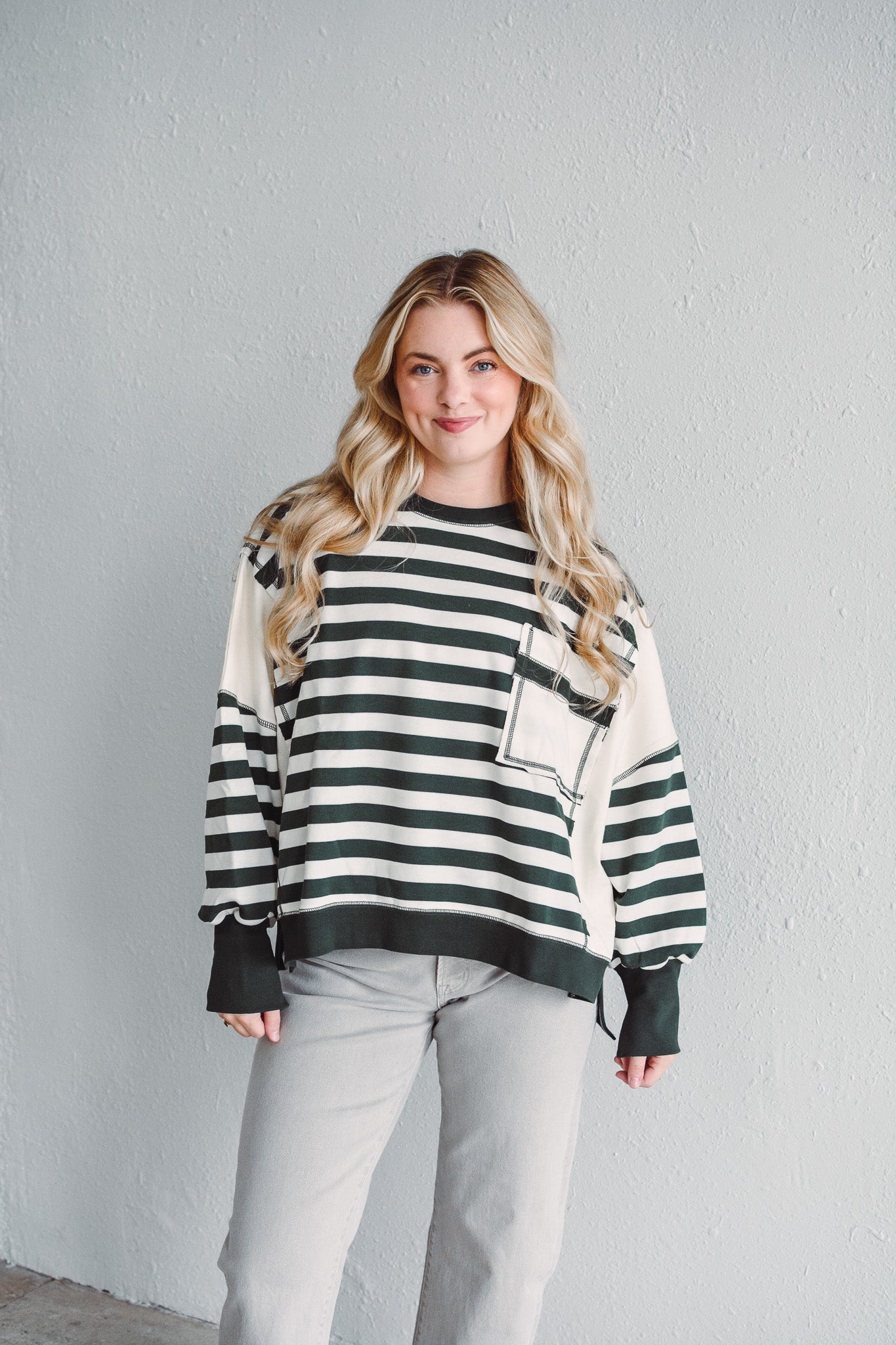 Hadley Green Stripe Pullover