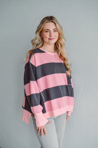 Pink Stripe Sweatshirt