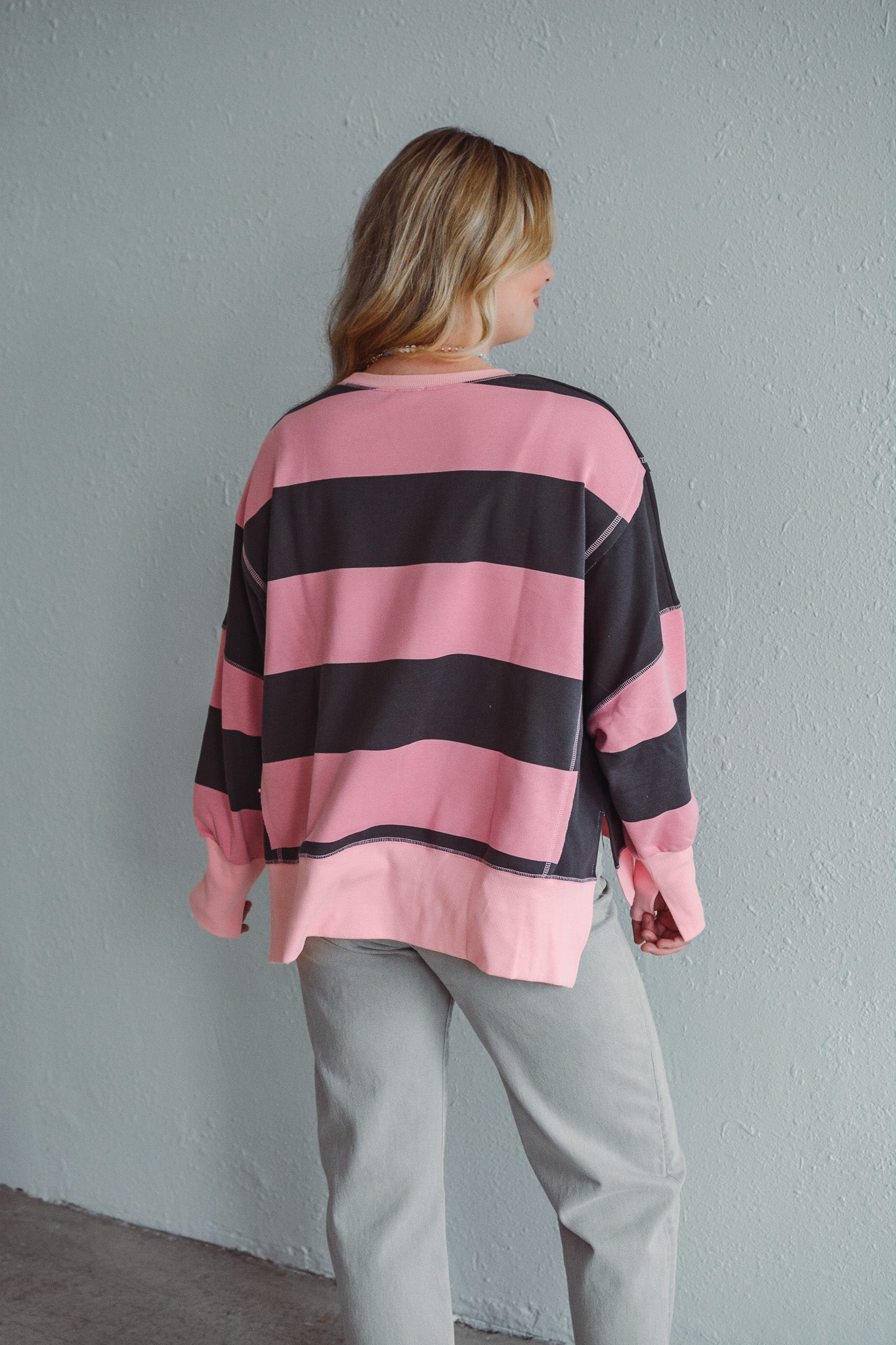 Pink Stripe Sweatshirt