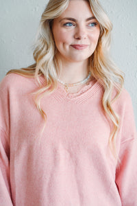 Coral Lace Knit Sweater