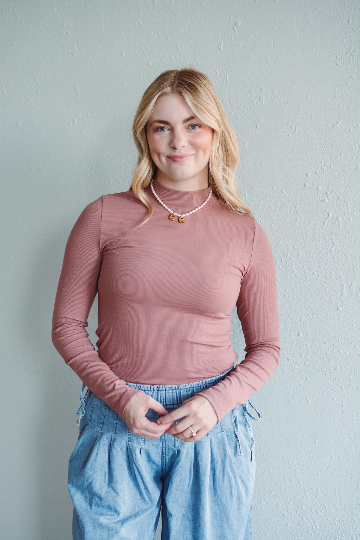 Mauve Basic Mock Neck